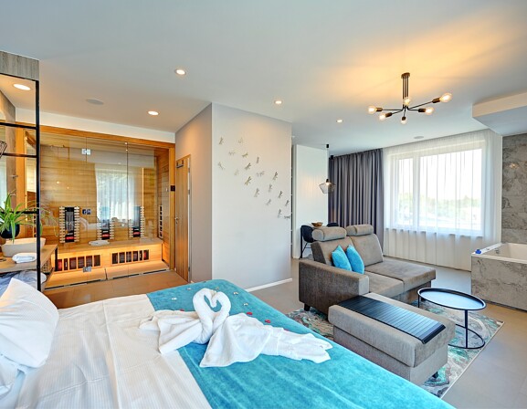Wellness apartmá Harmony s obří vířivkou, saunou a kuchyňkou