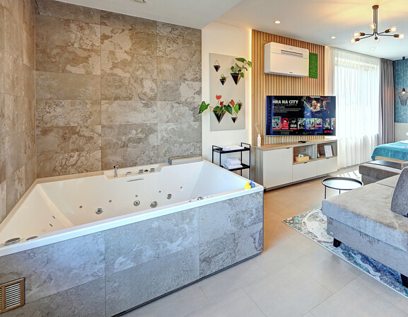 Wellness apartmá Harmony s obří vířivkou, saunou a kuchyňkou