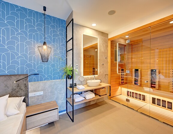 Wellness apartmá Harmony s obří vířivkou, saunou a kuchyňkou