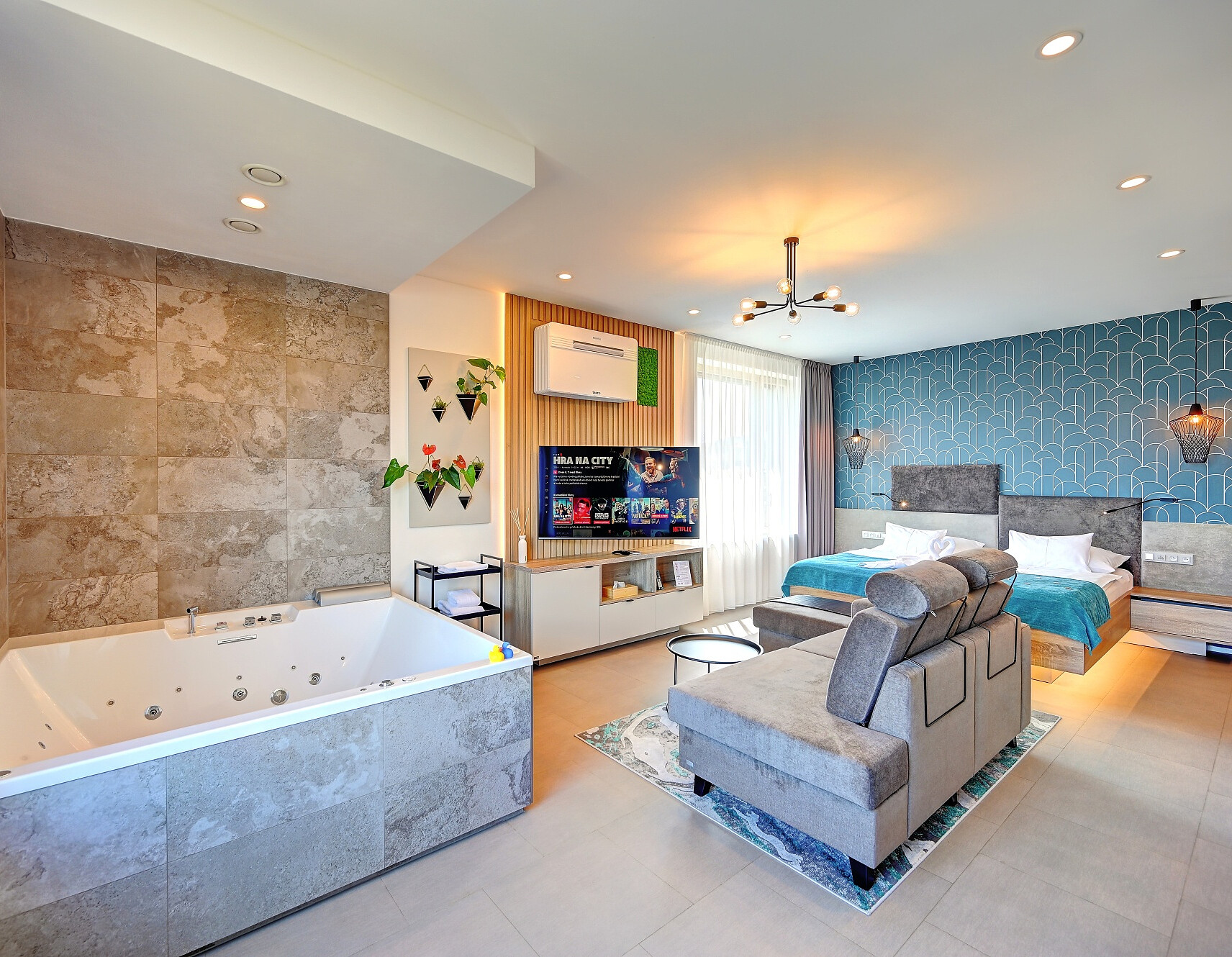 Wellness apartmá Harmony s obří vířivkou, saunou a kuchyňkou